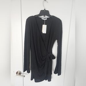 Mango Black Wrap Blouse